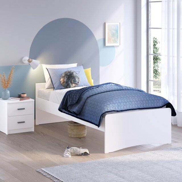 California tienerbed met laag hoofdbord wit 200 x 100 cm