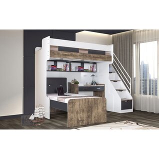 Compact hoogslaper kinderbed met trap | zelf samenstellen