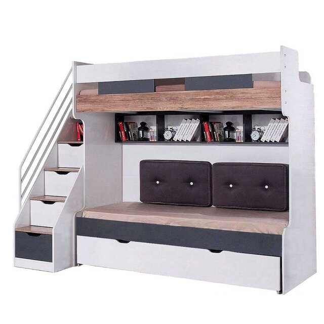 Compact hoogslaper kinderbed met trap | zelf samenstellen