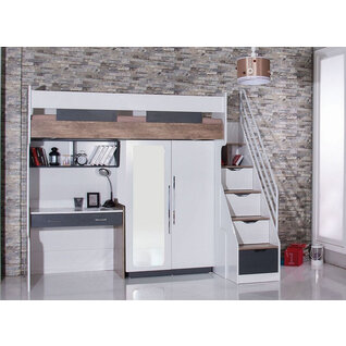 Compact hoogslaper set | hoogslaper - 2 deurs kledingkast - bureau
