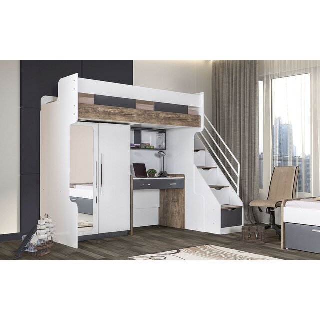 Compact hoogslaper set | hoogslaper - 2 deurs kledingkast - bureau Compact hoogslaper set | hoogslaper - 2 deurs kledingkast - bureau