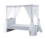 Wit hemelbed Sofia 90 x 200  meisjesbed incl. gordijn en lattenbodem Wit hemelbed Sofia 90 x 200  meisjesbed incl. gordijn en lattenbodem