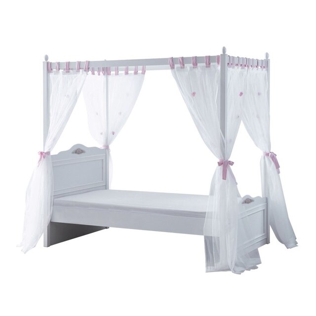 Wit hemelbed Sofia 90 x 200  meisjesbed incl. gordijn en lattenbodem Wit hemelbed Sofia 90 x 200  meisjesbed incl. gordijn en lattenbodem