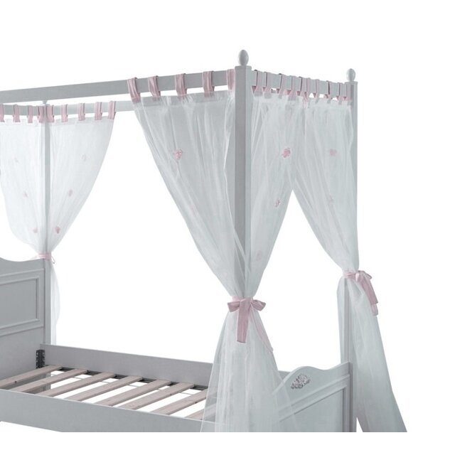 Wit hemelbed Sofia 90 x 200  meisjesbed incl. gordijn en lattenbodem Wit hemelbed Sofia 90 x 200  meisjesbed incl. gordijn en lattenbodem