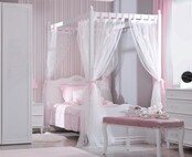 Wit hemelbed Sofia 90 x 200  meisjesbed incl. gordijn en lattenbodem Wit hemelbed Sofia 90 x 200  meisjesbed incl. gordijn en lattenbodem