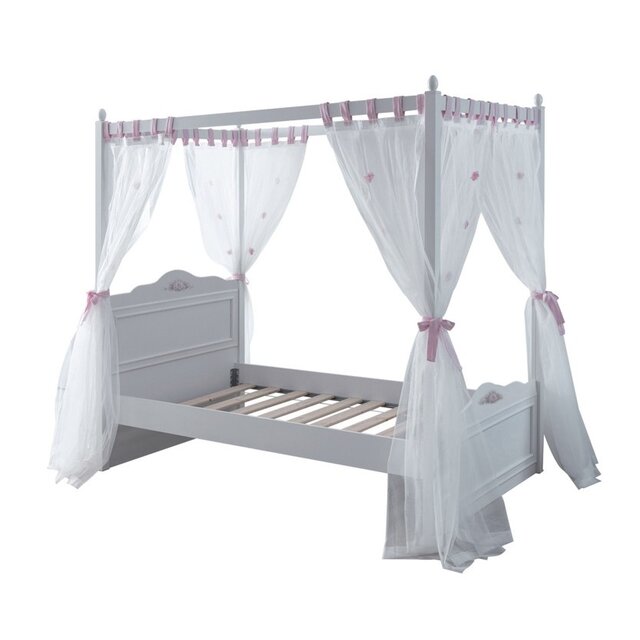 Wit hemelbed Sofia 90 x 200  meisjesbed incl. gordijn en lattenbodem Wit hemelbed Sofia 90 x 200  meisjesbed incl. gordijn en lattenbodem