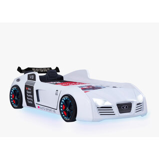Autobed / Racebed met LED en sound V8 Sport | wit