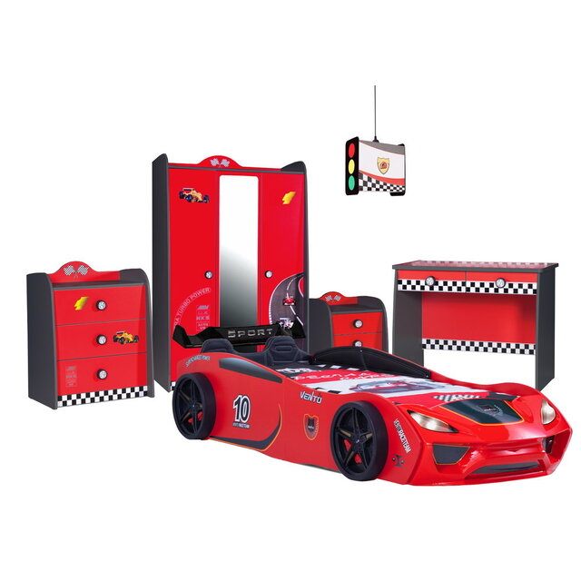 V2 Sport autobed racebed rood met licht en bekleding V2 Sport autobed racebed rood met licht en bekleding