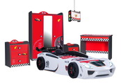 V2 Sport autobed racebed wit met licht en bekleding V2 Sport autobed racebed wit met licht en bekleding