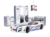 Autobed met lichtjes en geluid | Street Racer wit