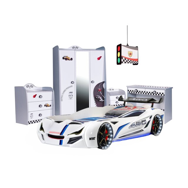 Autobed met lichtjes en geluid | Street Racer wit