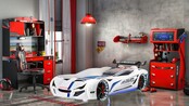 Autobed met lichtjes en geluid | Street Racer wit