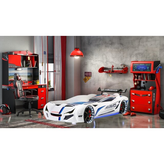 Autobed met lichtjes en geluid | Street Racer wit