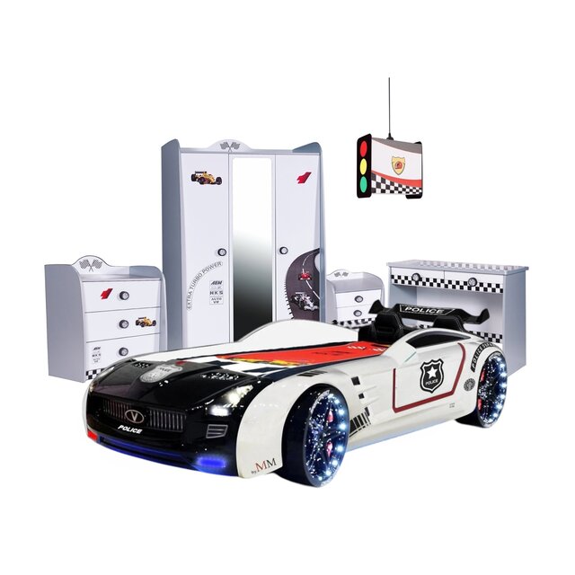 Autobed Roadster | Politie met led en sound Autobed Roadster | Politie met led en sound