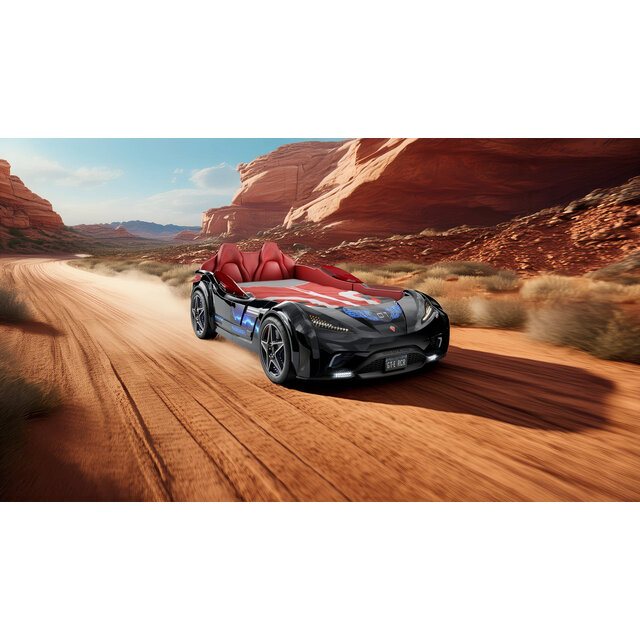 Autobed GTE Racer | zwart racebed met licht en geluid Autobed GTE Racer | zwart racebed met licht en geluid