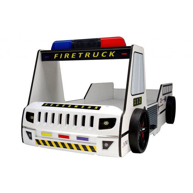 Brandweerbed peuterbed  jongensbed wit 90 x 200 cm