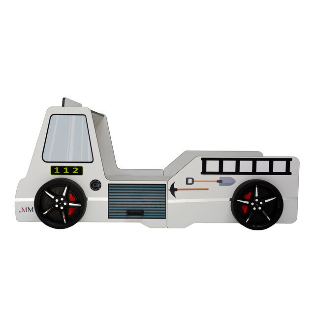 Brandweerbed peuterbed  jongensbed wit 90 x 200 cm