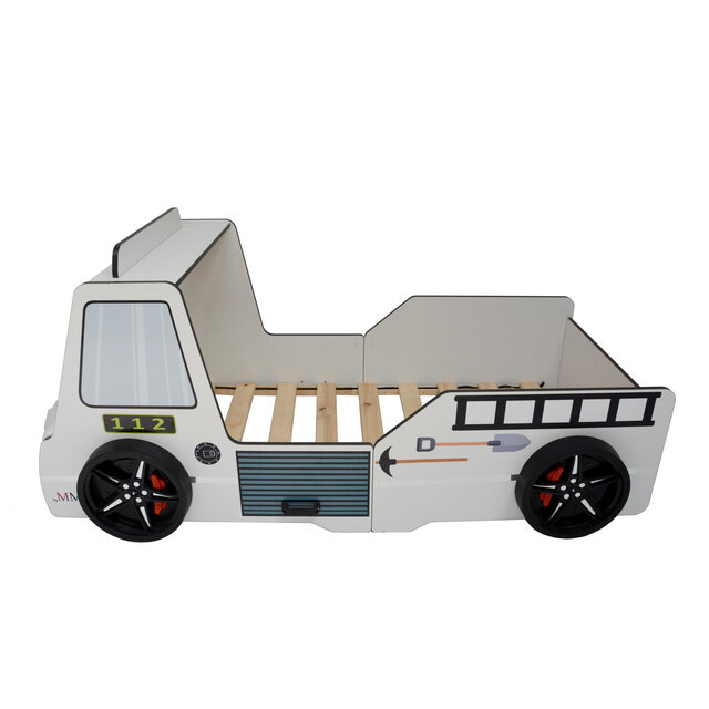 Brandweerbed peuterbed  jongensbed wit 90 x 200 cm