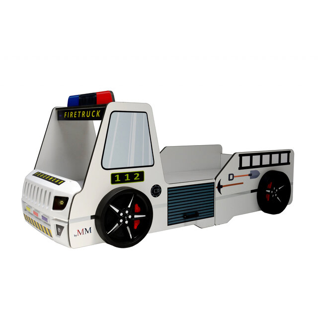 Brandweerbed peuterbed  jongensbed wit 90 x 200 cm