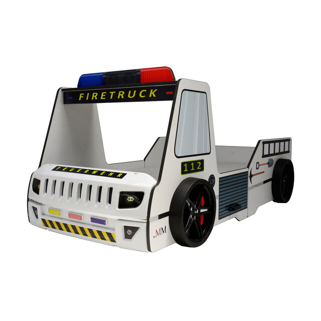 Brandweerbed peuterbed  jongensbed wit 90 x 200 cm