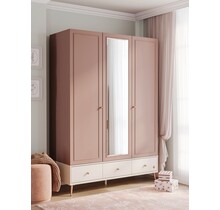 Elegance roze kinderkamer kledingkast 3-deurs met leg- en hanggedeelte