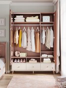 Elegance roze kinderkamer kledingkast 3-deurs met leg- en hanggedeelte