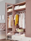 Elegance roze kinderkamer kledingkast 3-deurs met leg- en hanggedeelte