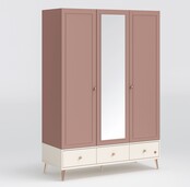 Elegance roze kinderkamer kledingkast 3-deurs met leg- en hanggedeelte