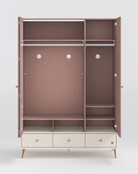 Elegance roze kinderkamer kledingkast 3-deurs met leg- en hanggedeelte