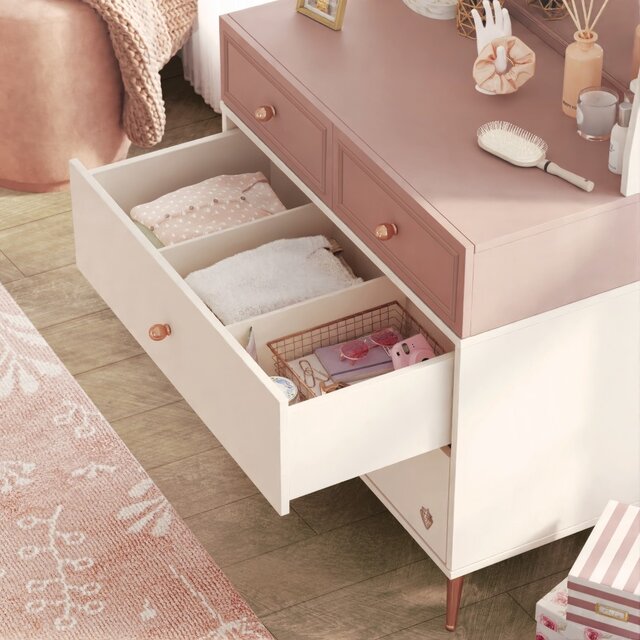 Elegance roze kinderkamer commode met lades