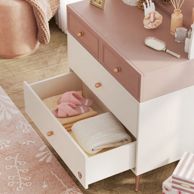 Elegance roze kinderkamer commode met lades