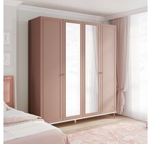 Elegance roze kinderkamer kledingkast 4 deurs met leg- en hanggedeelte