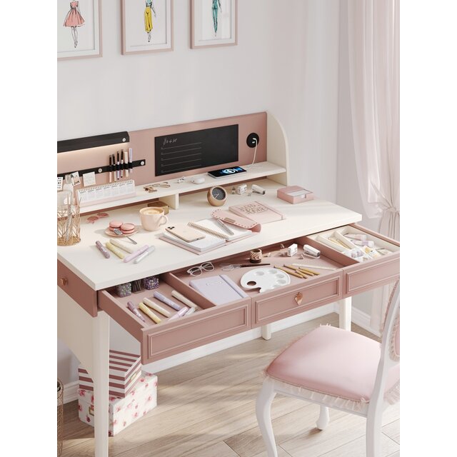 Elegance kinderbureau roze met lage opzet en usb