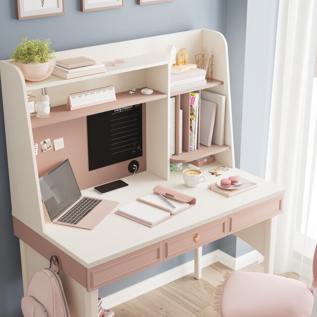 Elegance kinderbureau groot roze kinderkamer compleet