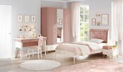 Elegance roze kinderkamer bed 100 x 200 cm met gestoffeerd kussen Elegance roze kinderkamer bed 100 x 200 cm met gestoffeerd kussen