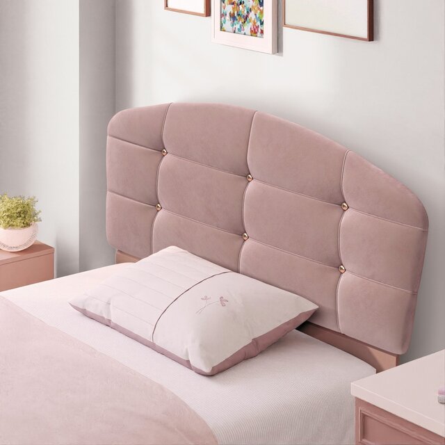 Elegance roze kinderkamer bed 100 x 200 cm gestoffeerd hoofdbord Elegance roze kinderkamer bed 100 x 200 cm gestoffeerd hoofdbord