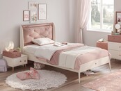 Elegance roze kinderkamer bed 120 x 200 met gestoffeerd kussen Elegance roze kinderkamer bed 120 x 200 met gestoffeerd kussen