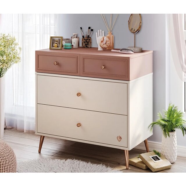 Elegance roze kinderkamer commode met lades