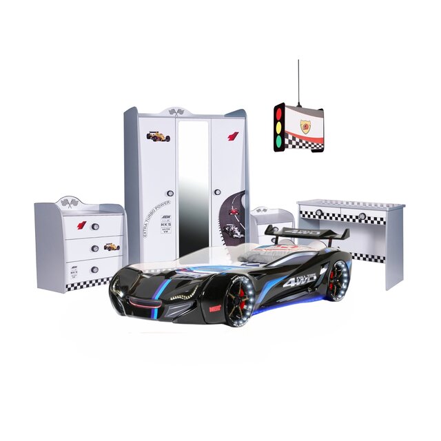 Autobed met licht en geluid | Street Racer zwart Autobed met licht en geluid | Street Racer zwart