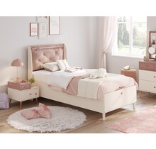Elegance roze opbergbed 100 x 200 cm met gestoffeerd kussen