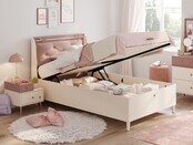 Elegance roze opbergbed 100 x 200 cm met gestoffeerd kussen
