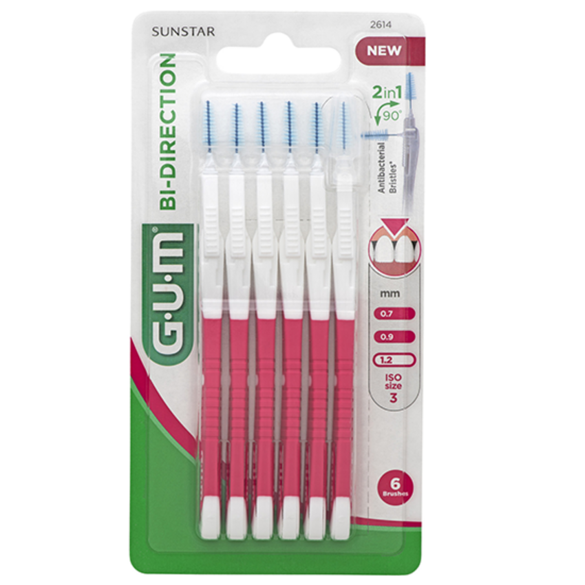 GUM GUM Bi-Direction Interdentale Ragers 1.2 mm roze - 6 stuks