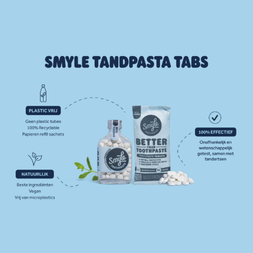 Smyle Smyle Tandpasta Tabs - Fluoride - Flesje 65 stuks