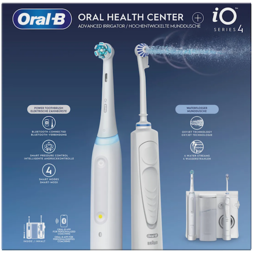 Oral-B iO Series 4 White + OxyJet Monddouche Oral-B Oral-B iO Series 4 White + OxyJet Monddouche