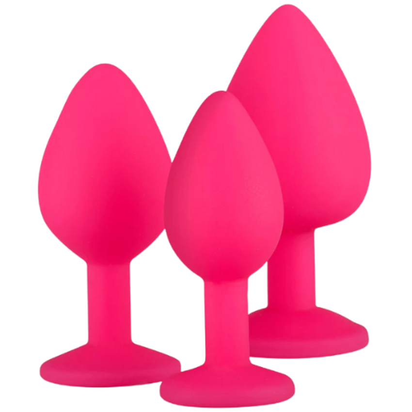 Easytoys EasyToys Siliconen Buttplug Set met Diamant - Roze