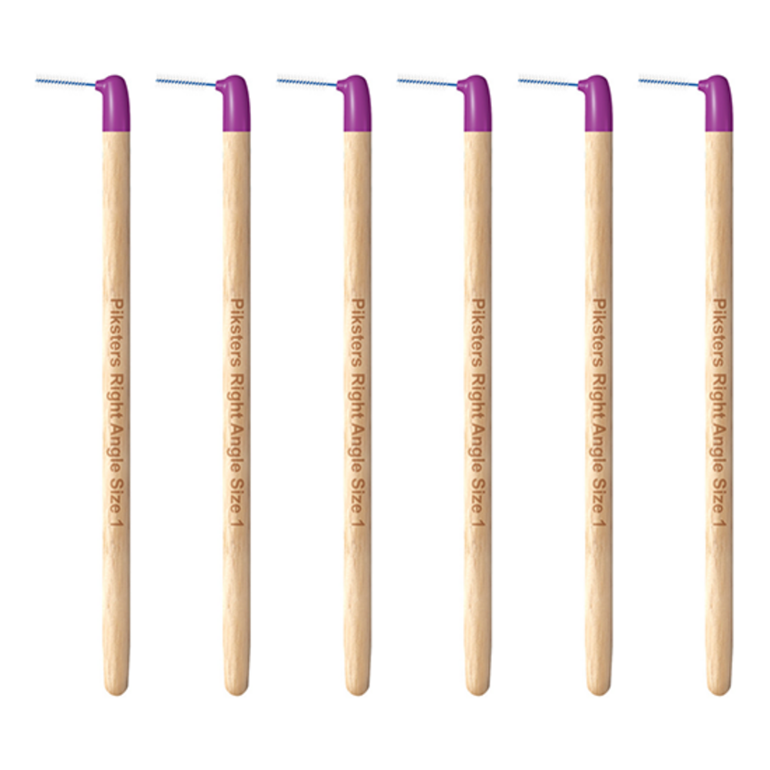 Piksters Bamboo Piksters Interdental Brushes Right Angle Fine - Paars - 6 stuks