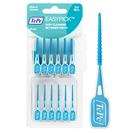 Tandenborstel.com TePe EasyPick M/L Blauw - 36 stuks aanbieding