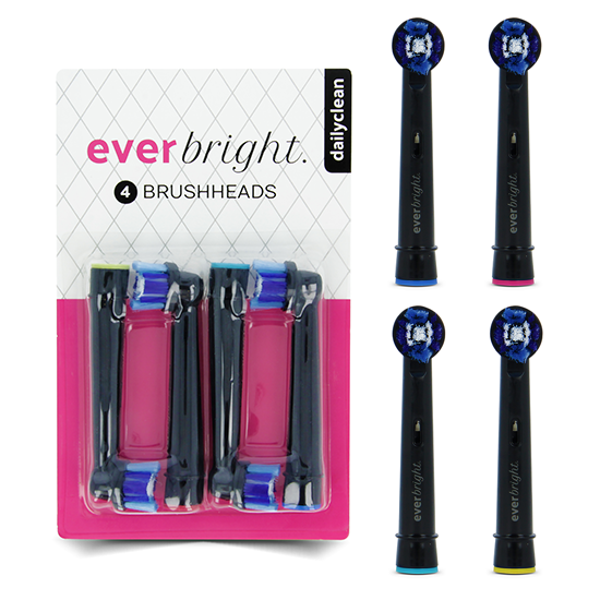 Tandenborstel.com Everbright DailyClean opzetborstels zwart - 4 stuks aanbieding