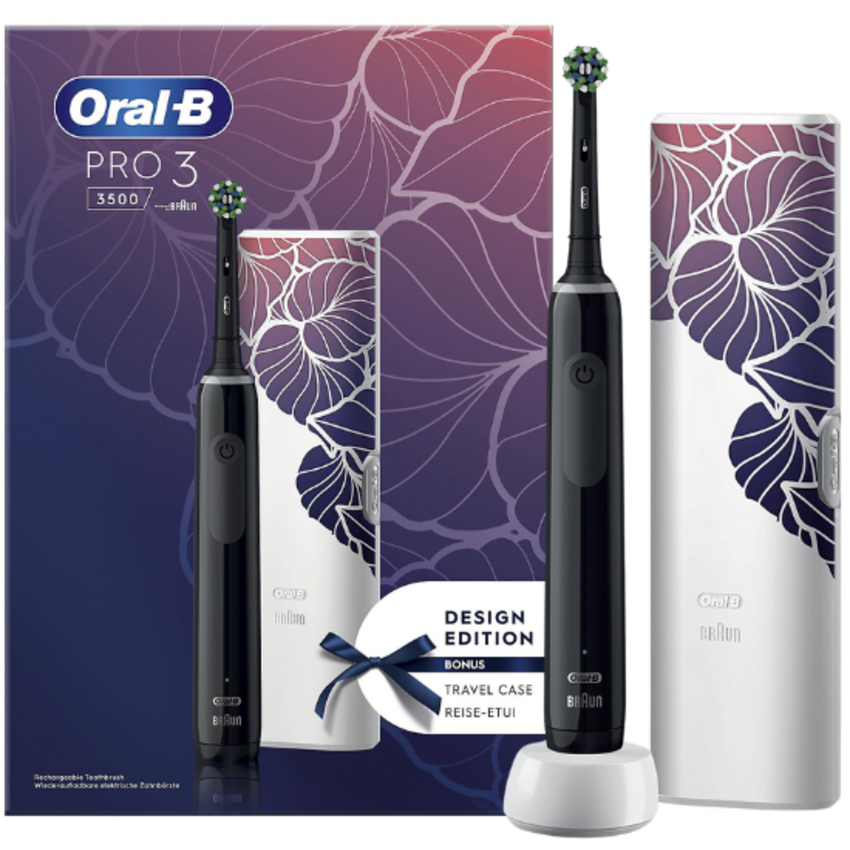 Oral-B PRO 3 3500 Black Design Edition + Floral Reisetui Oral-B Oral-B PRO 3 3500 Black Design Edition + Floral Reisetui