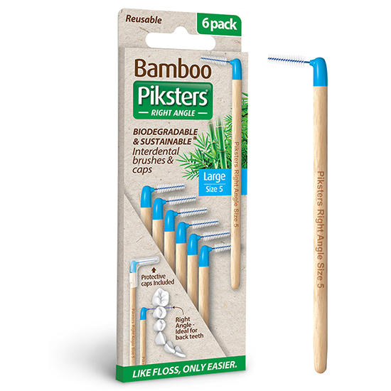 Piksters Bamboo Piksters Interdental Brushes Right Angle Large - Blauw - 6 stuks